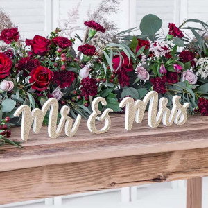Bordsdekoration Mr & Mrs, guld - PartyDeco