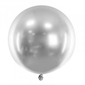 Rund Ballong Glossy Silver, 60 cm - PartyDeco