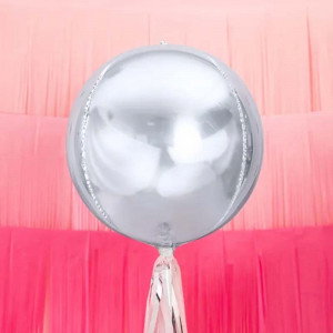 Folieballong Rund, silver - PartyDeco