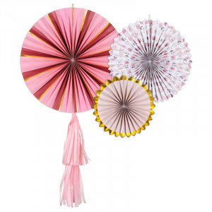 Pappersrosetter Blommor mix, 3 st - PartyDeco